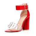 Ladies Footwear Sweet Comfort Sandal Block Heels D022 Studs PVC Sandals Woman Comfort High Heel Shoes